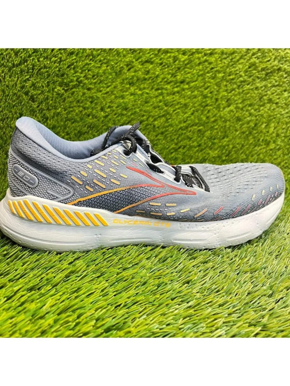 Brooks Glycerin GTS 20 Mens Size 9.5 Gray Yellow Athletic Running Shoes Sneakers
